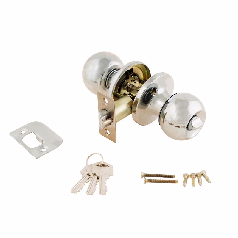 Door Knob assembly with bolts and screws on White Background